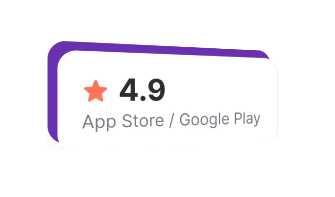 4.9 stars at App Store and Google Play